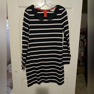 Boden Navy Blue & White Striped Dress sz 4R
